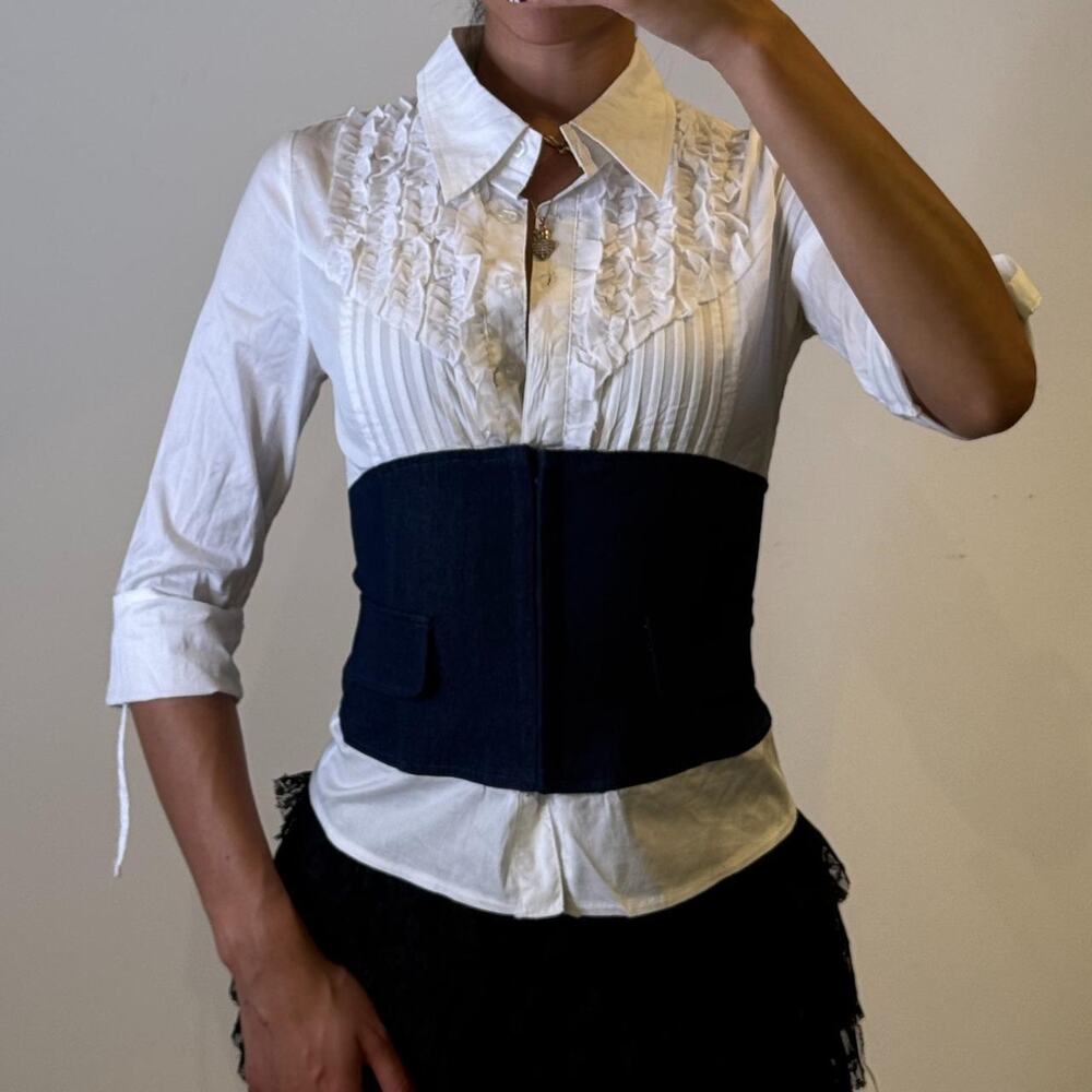 White and Blue Top  S